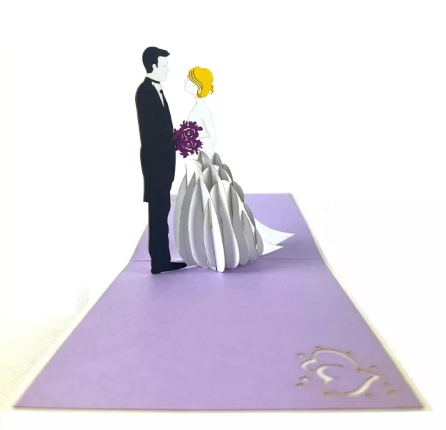 BC WorldwideLtd handgefertigte 3D Popup Hochzeitskarte Braut Bräutigam Glückwünsche leer 2