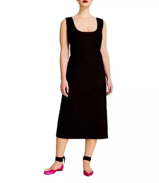 MARINA RINALDI,  Linen Blend Dress in Black, Size MR 27, 18W US, 48 DE, 56 IT