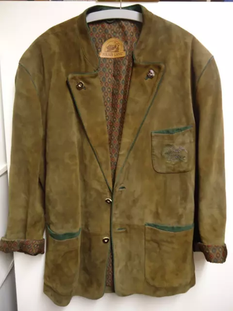 Julius Lang Janker leder trachtenjacke Sakko Wildleder Vintage Gr. 52 grün