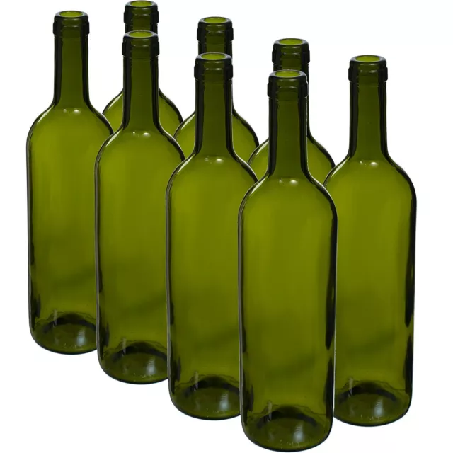 Bouteille en Verre Bordelaise 750ml Olive - 8pcs. Bouteilles de Vin