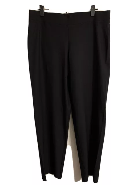 Eileen Fisher Crepe Pants Black Stretch Waist Straight Leg Size Large