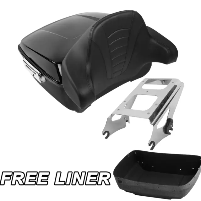 King Pack Trunk Backrest 2 Up Mount Rack For Harley Tour Pak Touring Glide 09-13