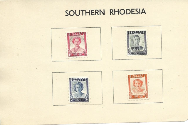 8/6/46 King George V1 Victory & Peace Mint Hinged Southern Rhodesia Stamps
