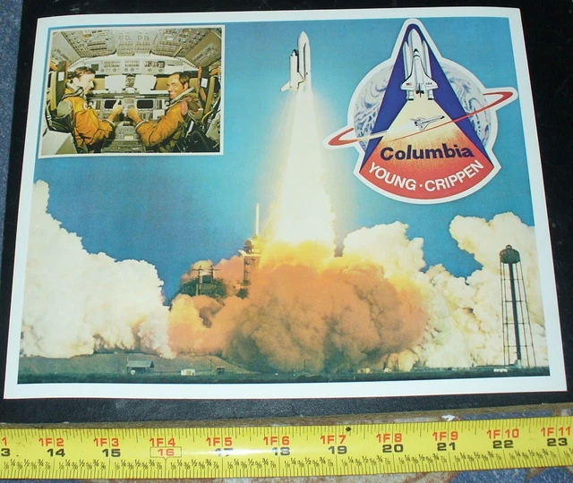 rare NASA STS-1 Space Shuttle Columbia mission collage photo Young Crippen patch