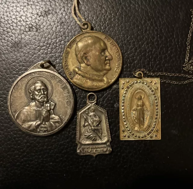 Lot Of Vintage Catholic Charms Coin Pendants