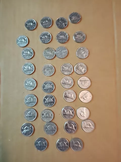 Old Canadian Nickel Lot 35  coins In Total 1932-1978