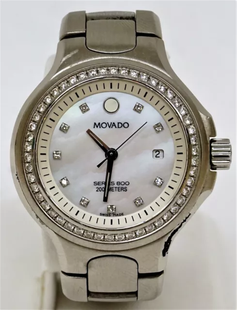 Orologio da donna MOVADO 84 36 1832 S Serie 800 Mop Quadrante Diamante S/S Quarzo