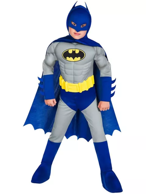 Boys Deluxe Batman Costume Dark Knight Muscle Chest Fancy Dress Child Outfit