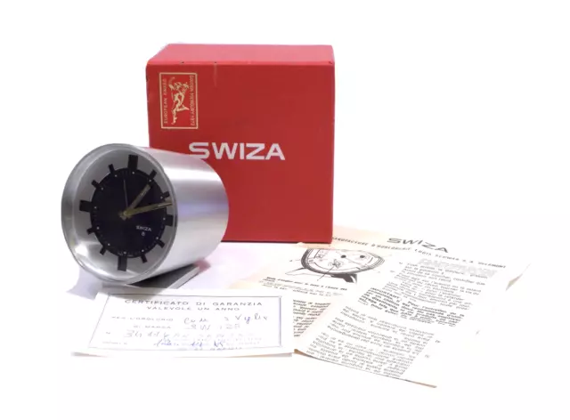 Vintage Swiza Orologio Sveglia 8 Day Pendoletta In Alluminio - Swiss Made 1979