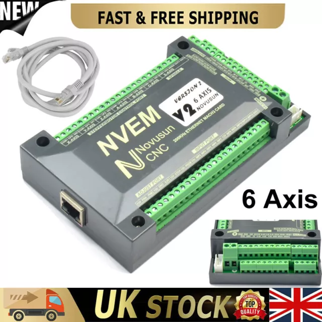 6 Axis CNC Mach3 Control Board NVEM V2 Ethernet Motion Controller Card 200KHz UK