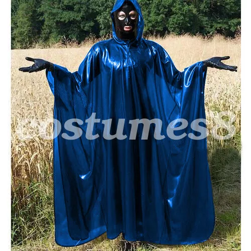 100% Gummi Latex Rubber Mental Top Blau Coat Hoodies 0.4mm XXS-XXL