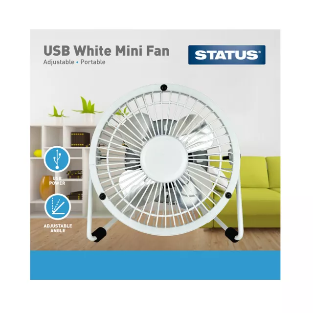 10.2cm USB Mini Ventilateur - Blanc - Métal