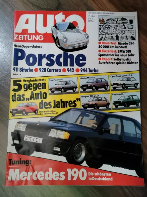 Auto Zeitung Nr.  2  13.01.1984 Porsche 911 Biturbo, 928 Carrera Brezel Käfer