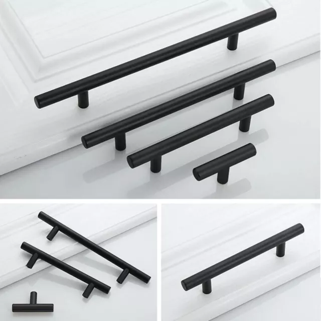 Kitchen handle black cabinet drawer 304 Stainless steel cupboard rail T bar pull