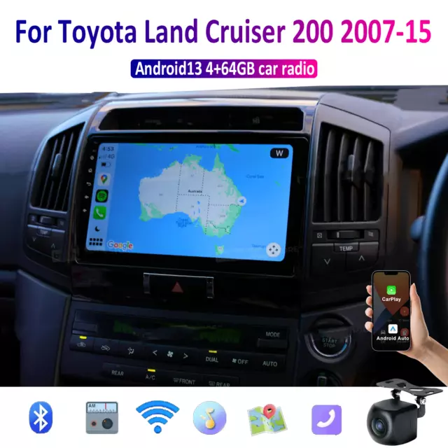 10'' Apple Carplay Android auto Car Stereo Radio For Toyota Land Cruiser 2007-15
