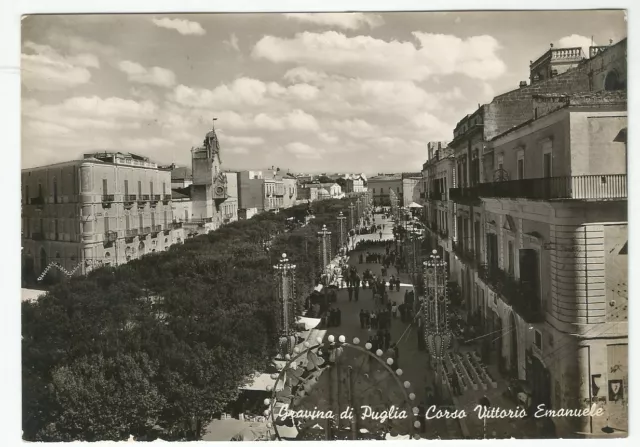 GRAVINA DI PUGLIA Corso Vittorio Emanuele Cartolina viaggiata 1954 Bari  Vintage