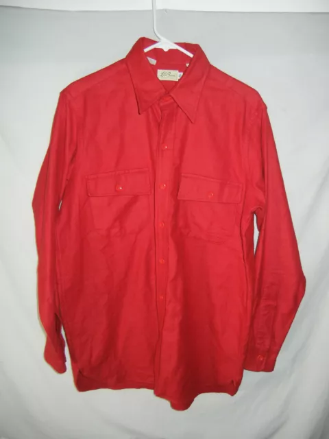 VTG 60s/70s LL BEAN Men’s chamois shirt cursive label button up 15 ½ crimson cot