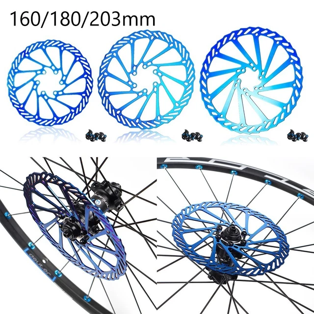 Disque De Frein Rotor VTT – Acier Inox 160/180/203 Mm, Design Creux Coloré Pour Meilleure Dissipation Et Freinage