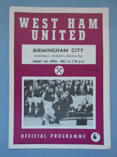 West Ham Birmingham City  1961/62 League Division One mint condition