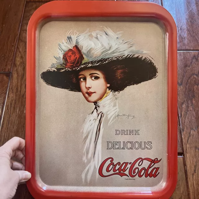 Coca Cola Tray Hamilton King Collectible Metal Serving Tray Red 1909 Girl