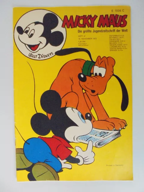 1x Comic -Micky Maus  Nr. 47 - 1972 - Walt Disneys- Zustand 2
