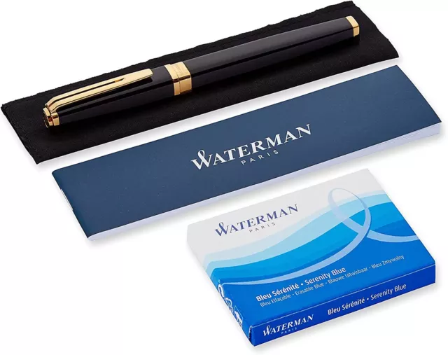 Waterman Exception Füller (Modell „Slim“) | schwarz mit Clip aus 23-karätigem Go 3