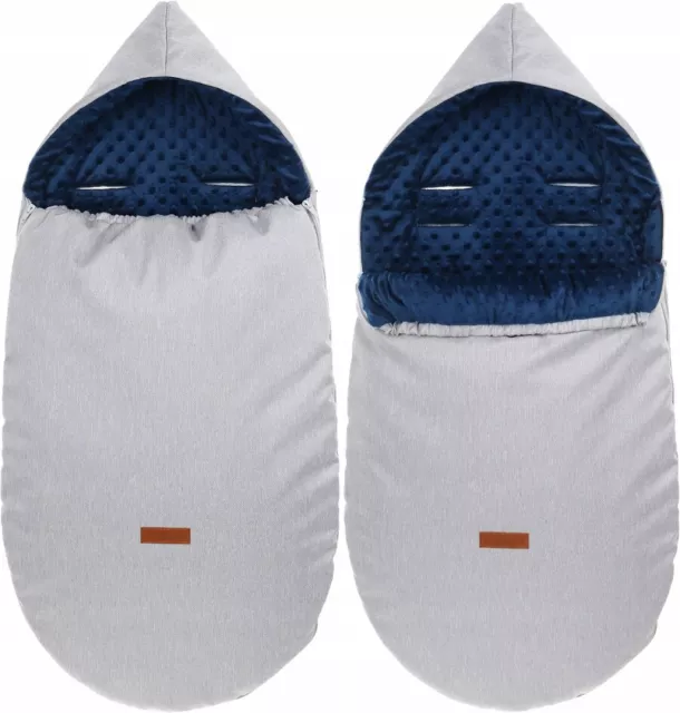 Universal Hooded Footmuff Pushchair Stroller Buggy Dimple Light Grey/Navy