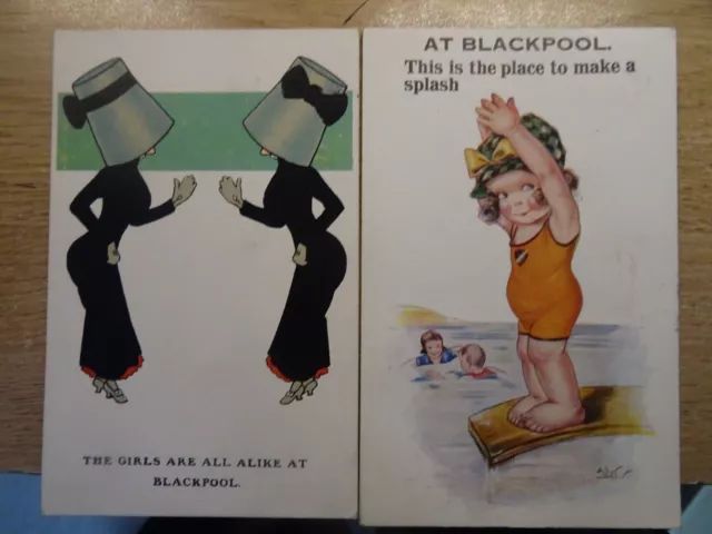 Blackpool , Comic/Humour X Eight Old Postcards, See Pictures