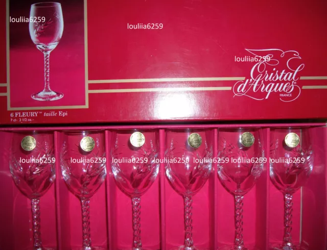 Cristal D'Arques  6  Verres a liqueur modèle Fleury taille épi