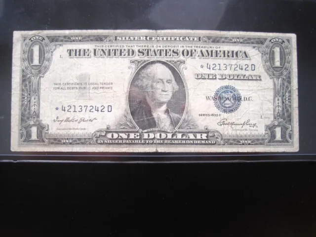 USA $1 1935-E STAR Note *42137242D # SILVER CERTIFICATE Blue Seal Dollar Money