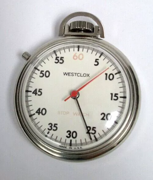 WESTCLOX Vintage Pocket Windup STOP WATCH Made in the USA -Works well!!