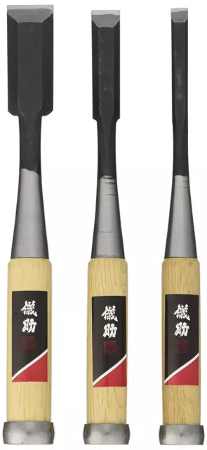 Japanese Takagi Chisels NOMI Oire Chisel 3pcs SET Carpenter's Tool 9/15/24mm