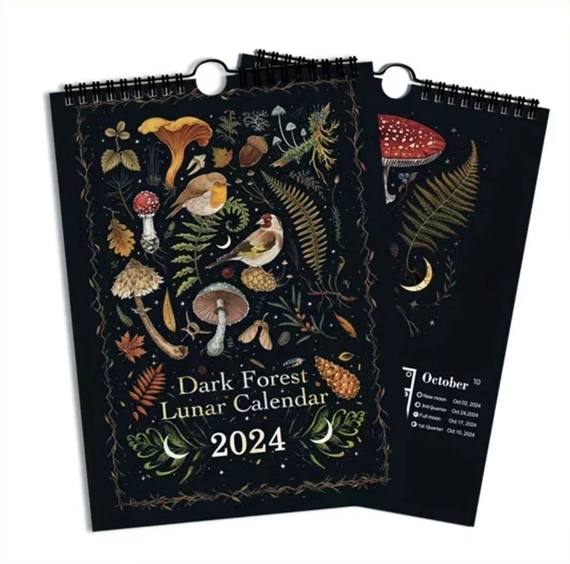 2025 DARK FOREST Lunar Calendar Wall 12 Monthly Decor Animal Art House