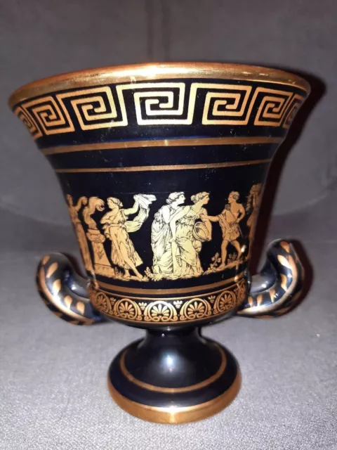 Pokal,Vase,Handarbeit,blau,gold,Amphore,antik,Kunst,Insel Rhodos,24KGold,griech.