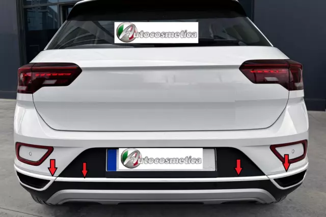 modanature 3 cornici paraurto posteriore in acciaio cromo per VW T-Roc dal 2021