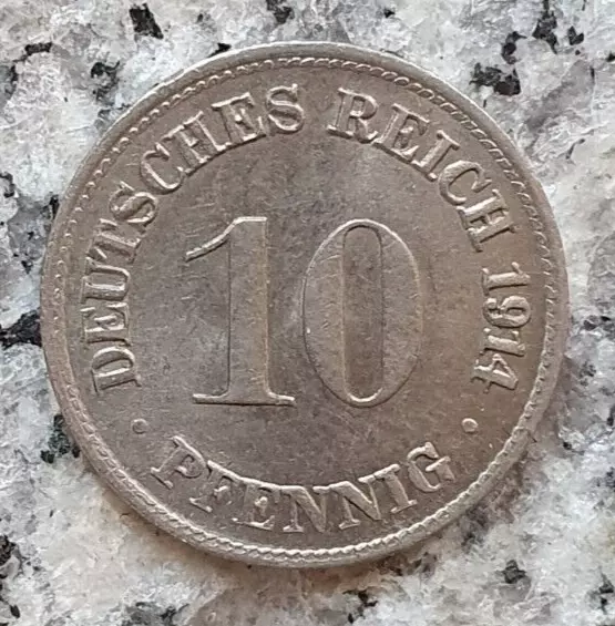 10 Pfennig 1914 D Kursmünze Deutsches Kaiserreich - Top Erhaltung  -