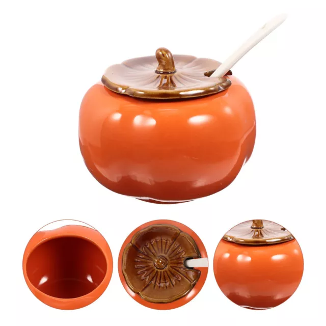 Persimmon Seasoning Jar Ceramics Porcelain Condiment Container Jars