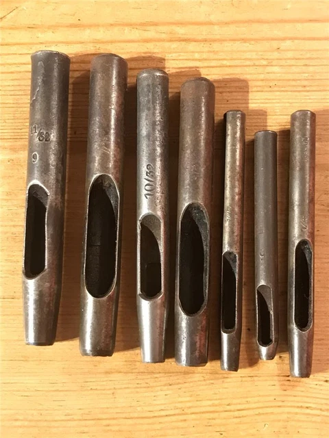 377a 7 x Vintage Runde Leder Watte Stanzen