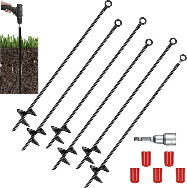 6 Pcs 30 Inch Ground Anchor Spiral Blade Heavy Duty Earth Anchor Kit Metal Ancho