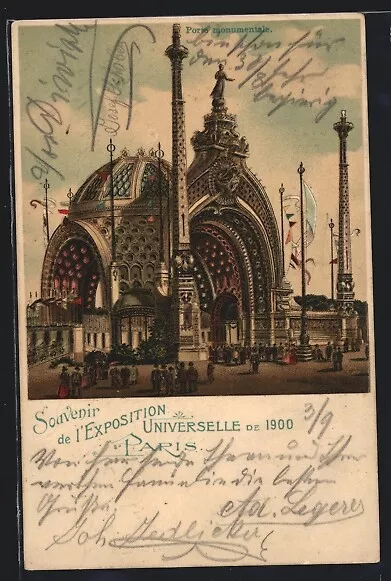 Lithographie Paris, Exposition universelle de 1900, Porte monumentale 1900