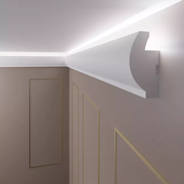 6 Mètres LED Bande Profil Moulure en Stuc pour Eclairage Indirect XPS OL-3 Weiß