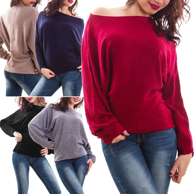 Maglione donna pull maniche pipistrello caldo inverno maglia nuovo AL-2102