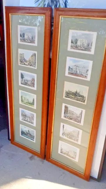 Framed Early Offset Lithographs  of Landmarks set in two timber veneer frames.