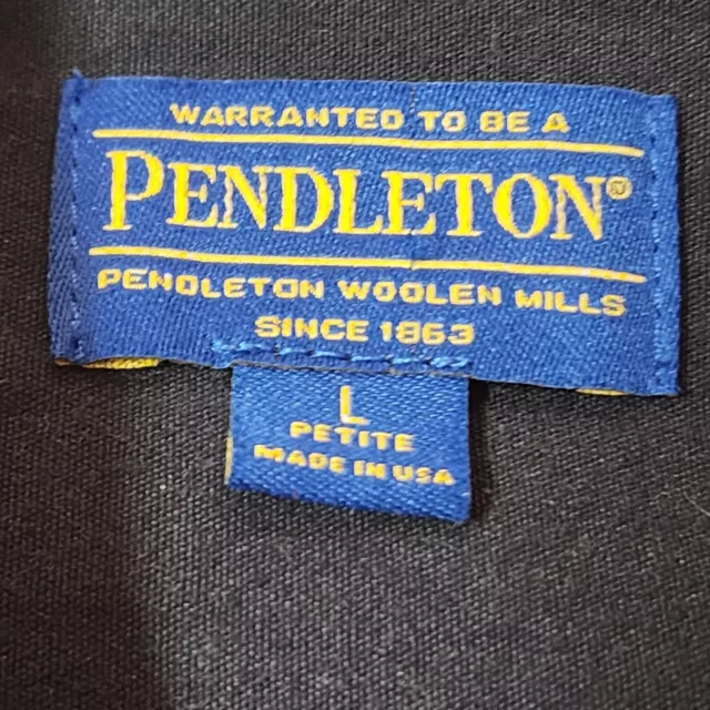 Pendleton Shirt Long Sleeve Virgin Wool Mens Large Petite Plaid Pearl Snap USA 2