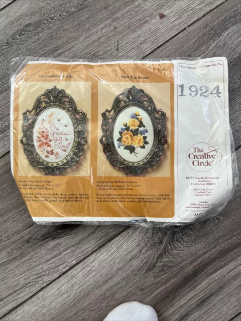 Kit de bordado de rosas de té 1926 The Creative Circle 1924 mejor regalo 1926 con marco
