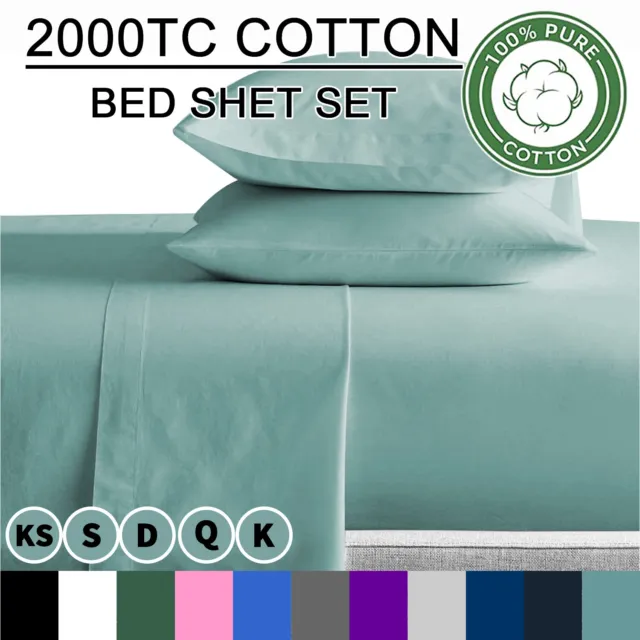 100% Egyptian Cotton Bed Sheet Set  2000TC Ultra SOFT 4PCS Winter Thermal Sheets