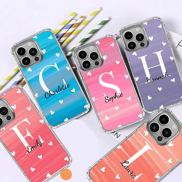 Personalisierter Name Handyhülle Silikon Abdeckung Stoßfest für iPhone 14 12 11 15 89