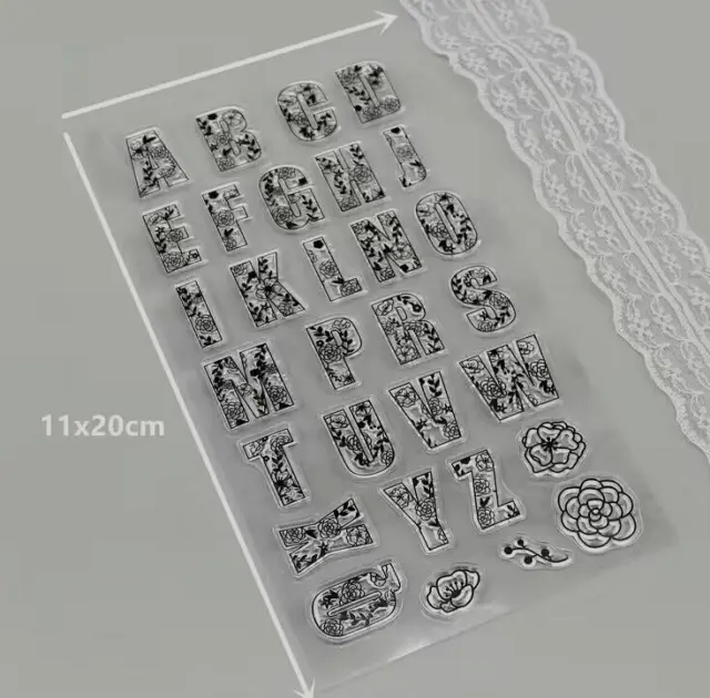 Alphabet Symbol Flowers   New Silicon Transparent Stamp Seal Card Making