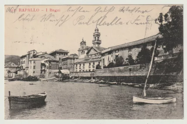 GENOVA - cartolina RAPALLO - I Bagni - rnd - vg 1907 - fp