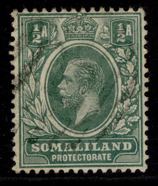 SOMALILAND PROTECTORATE GV SG60, ½a green, FINE USED. Cat £13.